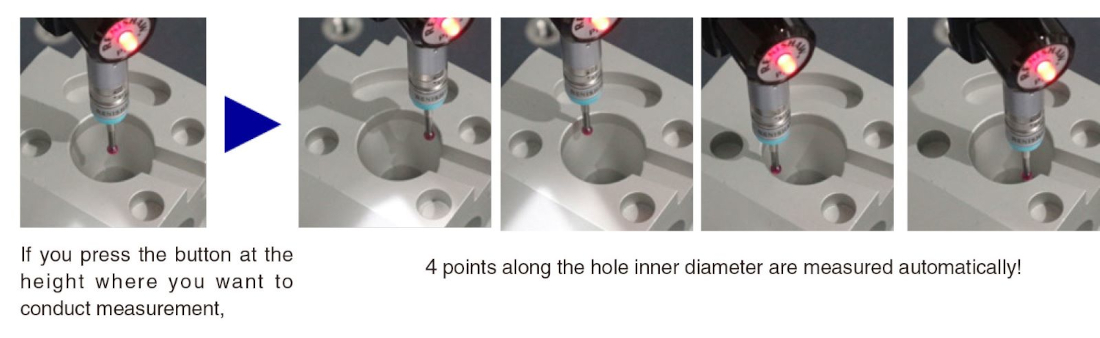 Automatic inner hole diameter measurement function for easy measurement with pressing a button