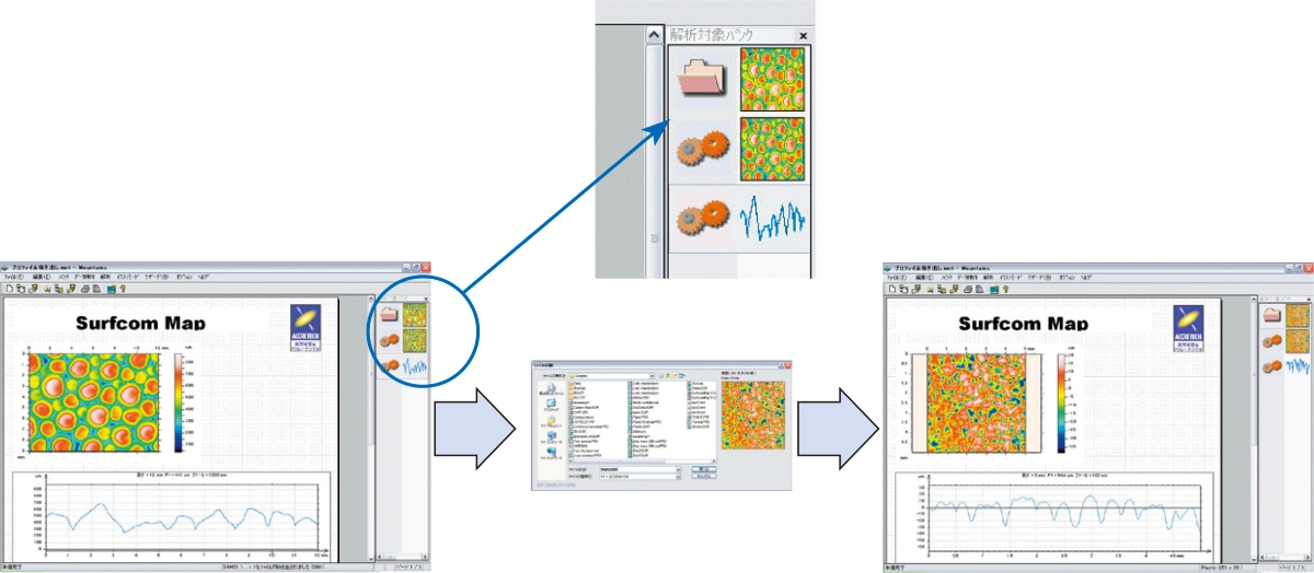 三次元粗さ解析ソフトウェア SURFCOM Map  解析手順を自動的に記録